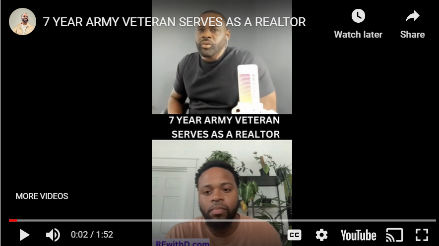 7 YEAR ARMY VETERAN SERVES AS A REALTOR